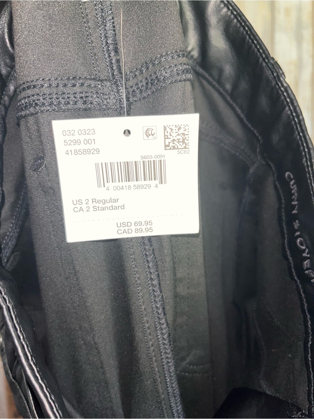 American Eagle Curvy Stovepipe Faux Leather Pants Black NWT Size 2 - Picture 7 of 8